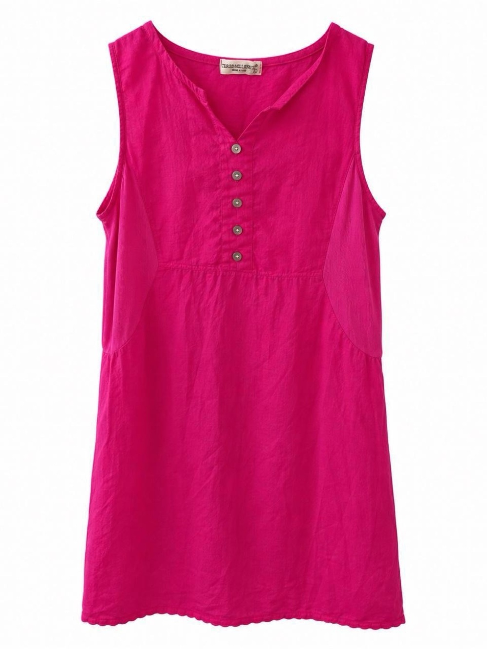 Terzo Millennio Made in Italy 100% Linen Hot Pink Sleeveless Dress Size Large